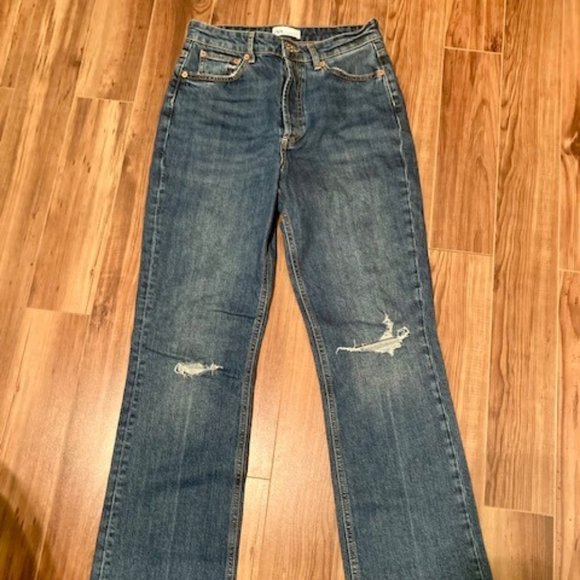 ZARA Ripped High Rise Bootcut Jeans - NWOT - Picture 2 of 8